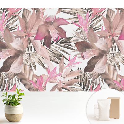 Tapeta do obyvaku Harmonický vzor s pastelovými exotickými květinami