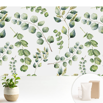 Samolepící tapeta s akvarelovým motivem rostlinných listů v opakujícím se vzoru