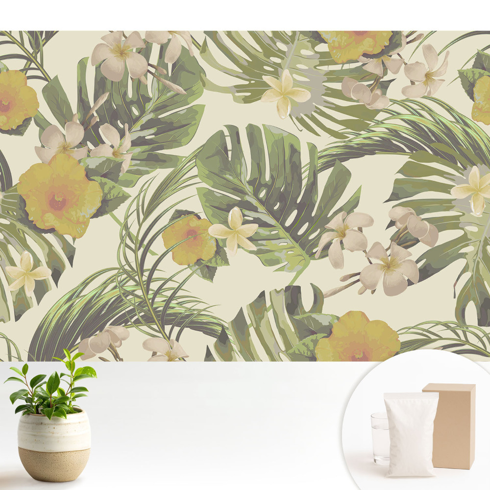 Samolepící tapeta s motivem tropických listů a květin