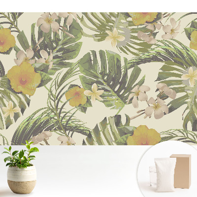 Samolepící tapeta Tropické listy květiny exotické