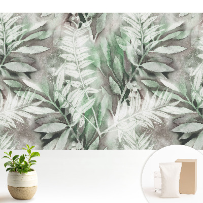 Tapeta na zeď Jemné akvarelové listy v zelené barvě.