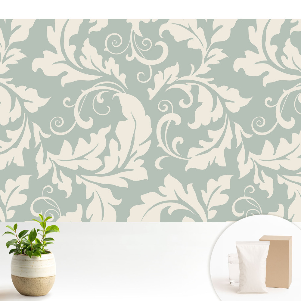 Tapeta se vzorem stylizovaných listů na světlém pozadí