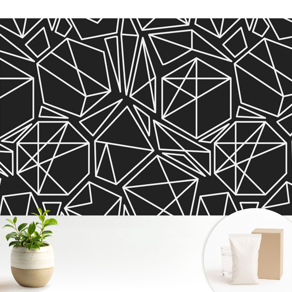 Samolepící tapeta s geometrickým vzorem na černém pozadí