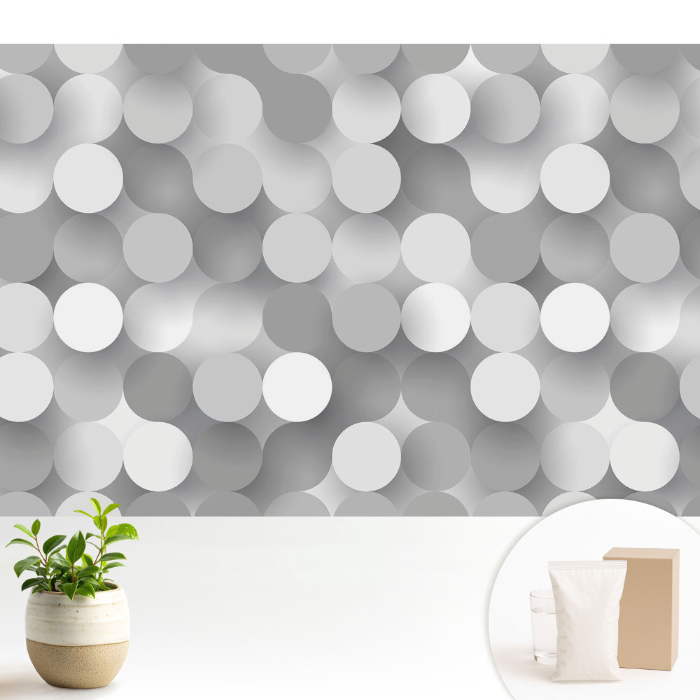 Tapeta na zeď s motivem moderních šedých kruhů v harmonické kompozici