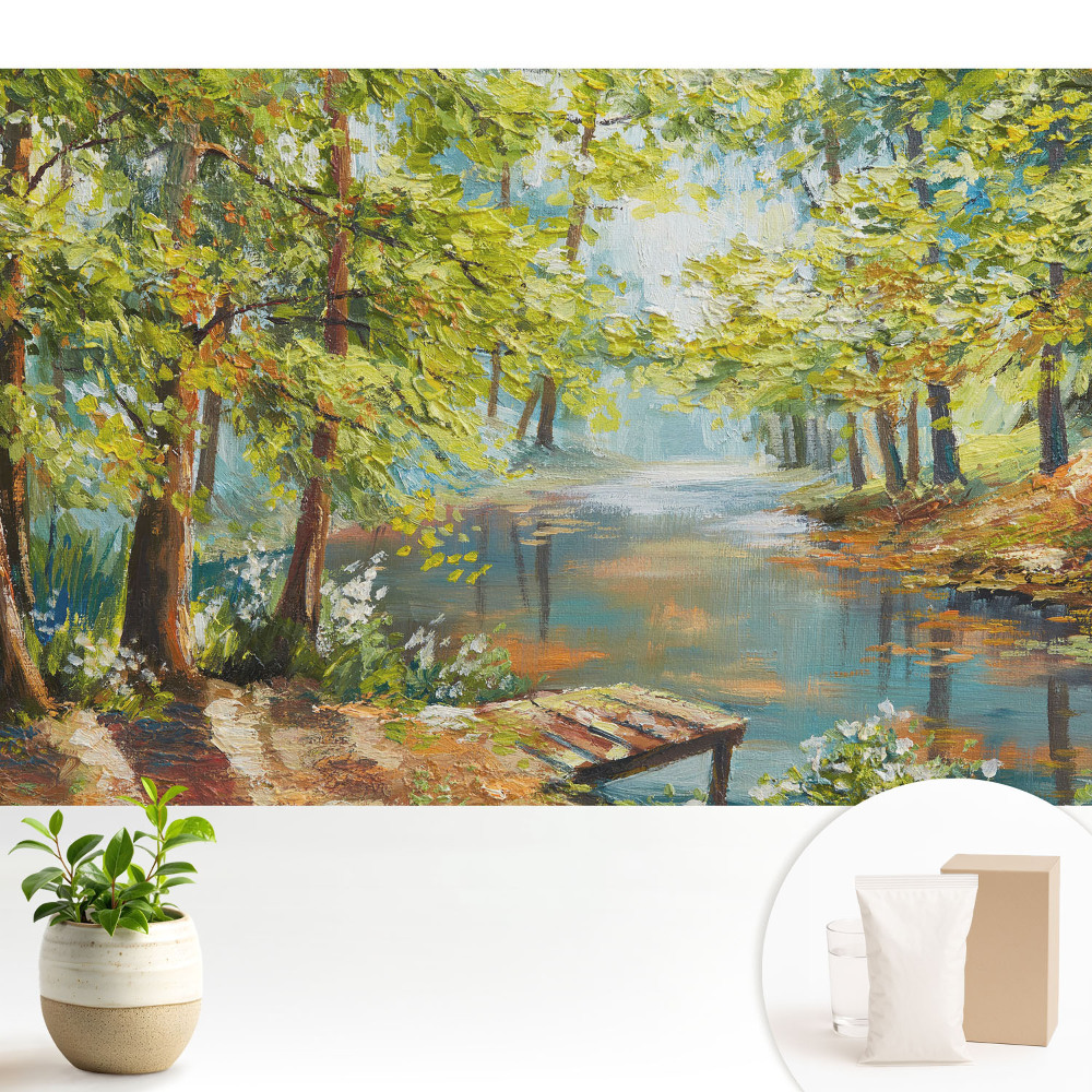 Samolepící tapeta s motivem atmosférické lesní krajiny s jezerem