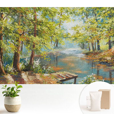 Samolepící tapeta s motivem atmosférické lesní krajiny s jezerem