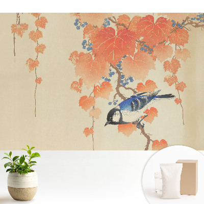 Tapeta na zeď Pták na větvi vinné révy s bobulemi