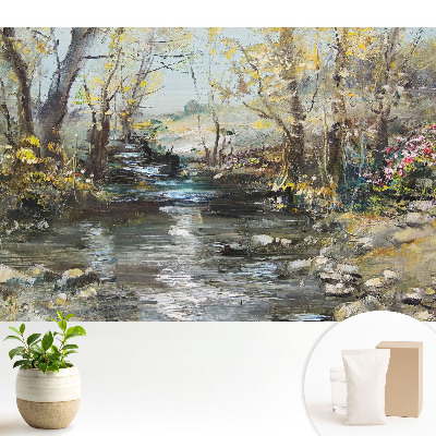Tapeta na zeď s malebnou lesní krajinou a potokem