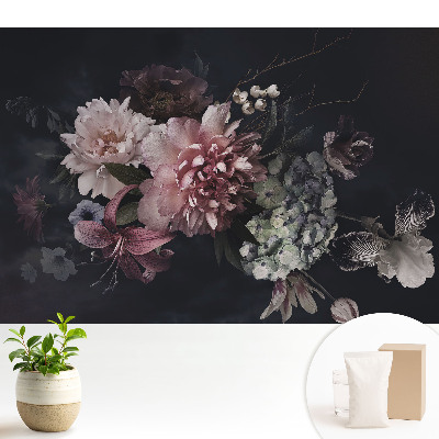 Tapeta na zeď Květinová elegance na tmavém pozadí