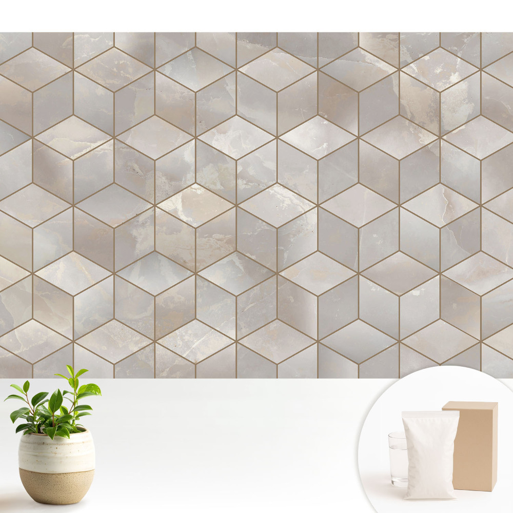 Tapeta s moderní geometrickou mozaikou v odstínech šedé