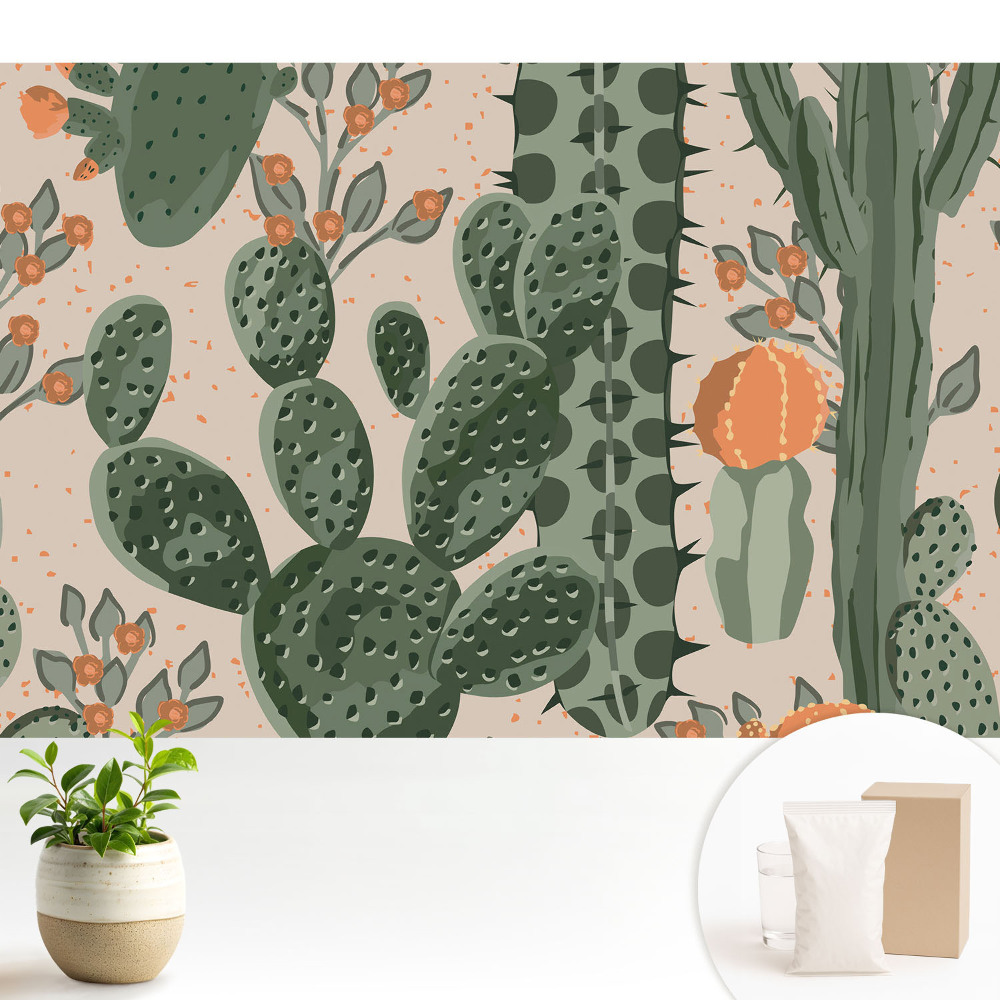 Tapeta s moderním vzorem kaktusů