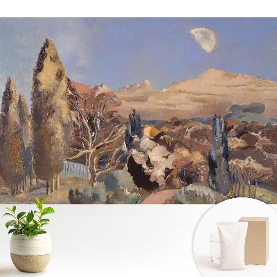 Samolepící tapeta Malebná krajina se stromy a horami