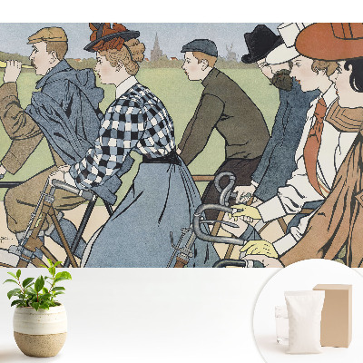 Tapeta secesní cyklistická scéna