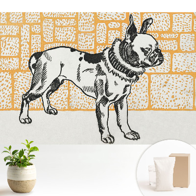 Tapeta na zeď Pes na pozadí cihel v retro stylu