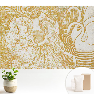 Samolepící tapeta s motivem ženy a labutí ve stylu pohádky