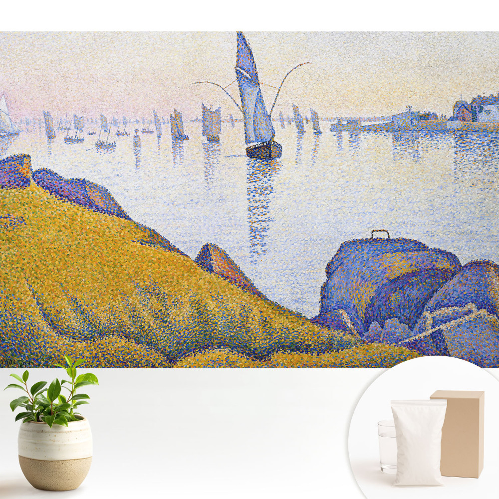 Tapeta do obývacího pokoje s námornou krajinou a plachetnicemi