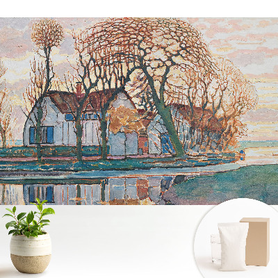 Samolepící tapeta se zrcadlovým motivem klidné venkovské scenérie