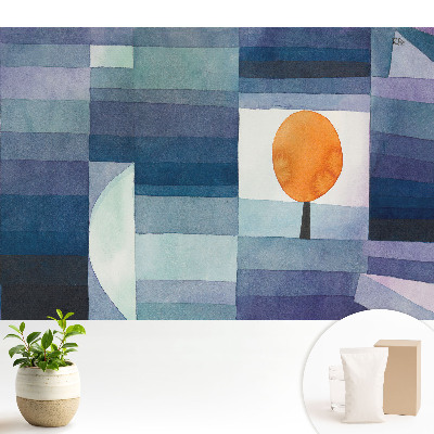 Tapeta s motivem pomerančovníku na modrém pozadí