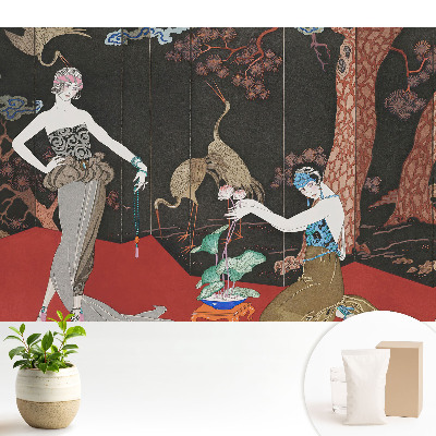 Tapeta do obyvaku Postavy a příroda v art deco stylu