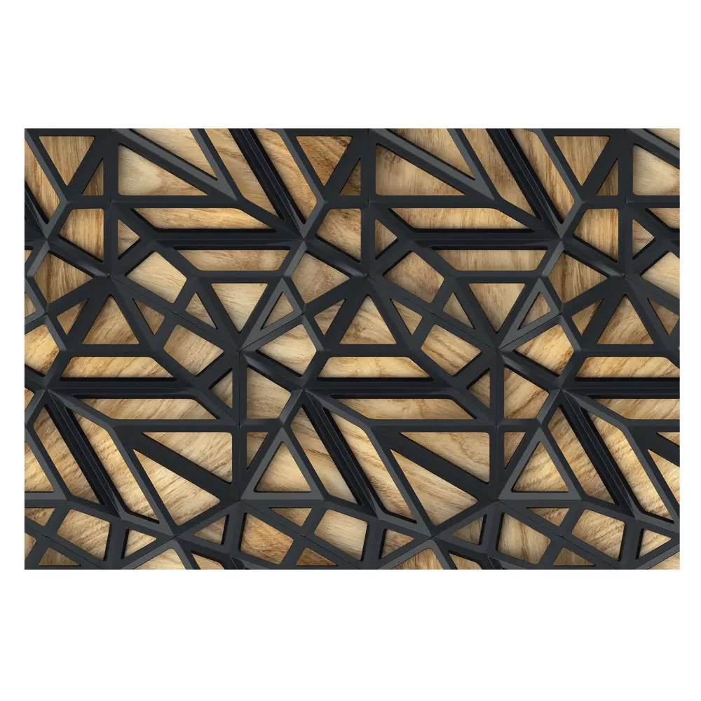 Samolepící tapeta Geometrické trojúhelníky, harmonie dřeva