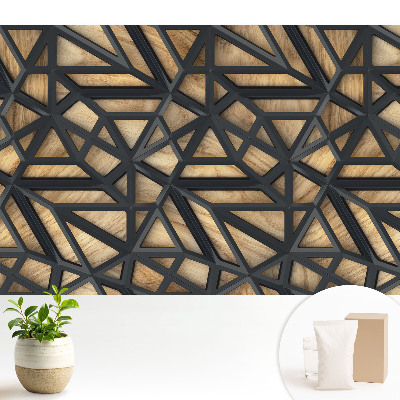 Samolepící tapeta Geometrické trojúhelníky, harmonie dřeva