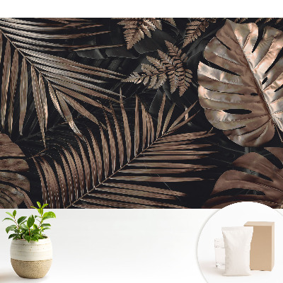 Tapeta na zeď Tropické listy v hnědé barvě