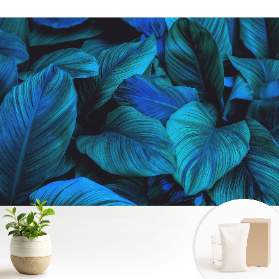 Tapeta do obyvaku Modré listy hloubka přírody