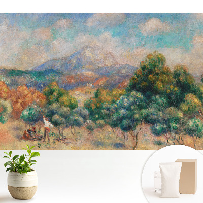 Tapeta do obývacího pokoje s barevnou krajinou a horskou přírodou