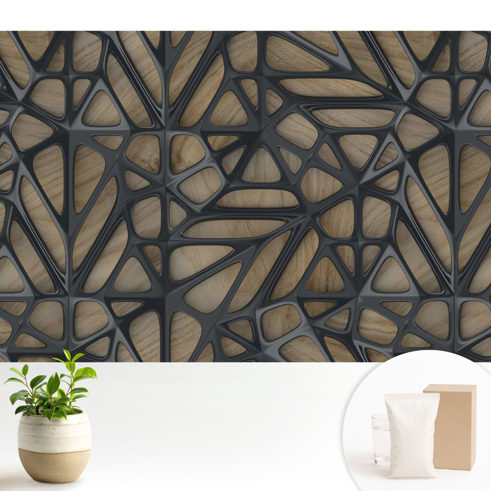 Tapeta s prolamovaným dřevěným motivem v moderním designu