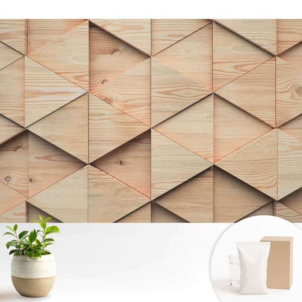 Samolepící tapeta s motivem dřevěných geometrických panelů v moderním stylu