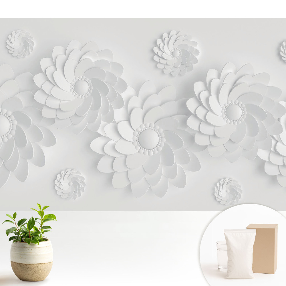 Tapeta na zeď s motivem květinových spirál v moderním stylu