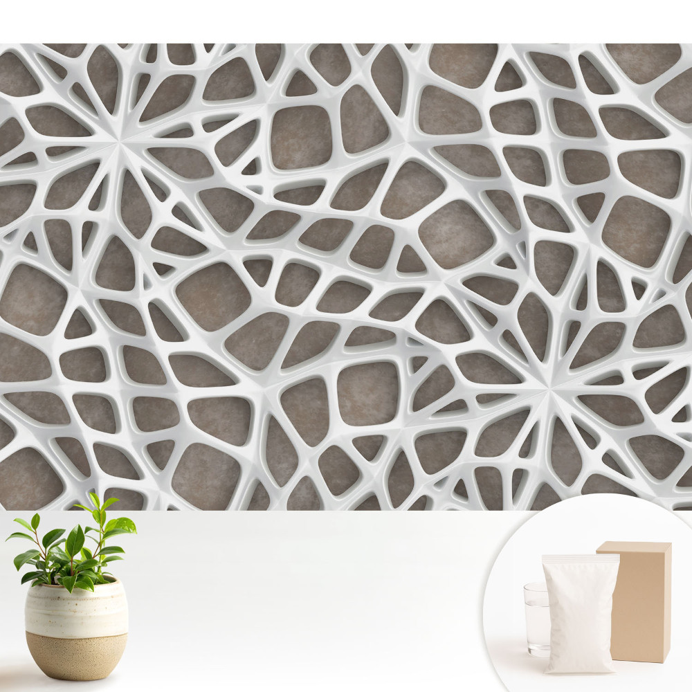 Tapeta do obývacího pokoje s bílými organickými strukturami na hnědém pozadí