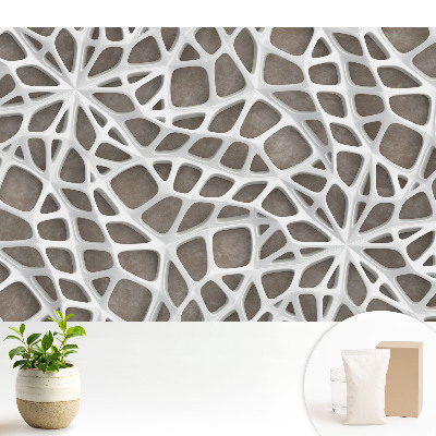 Tapeta do obývacího pokoje s bílými organickými strukturami na hnědém pozadí