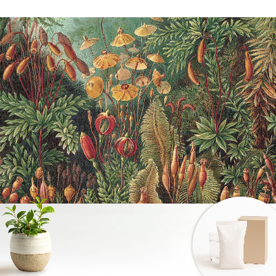 Tapeta do obývacího pokoje s exotickou vegetací v harmonické kompozici