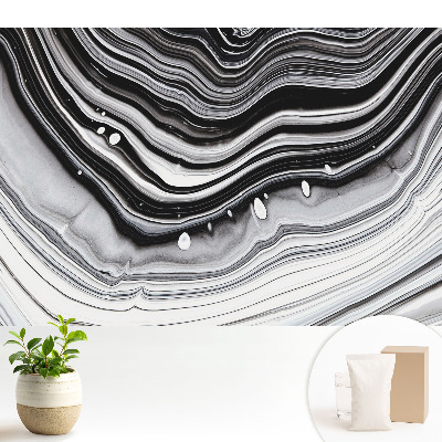 Tapeta do obývacího pokoje s abstraktním vzorem vln v černobílém provedení