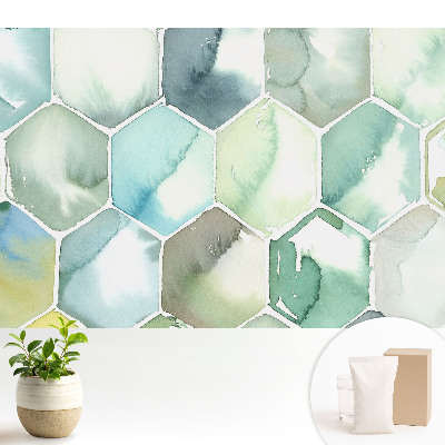 Samolepící tapeta Šestiúhelníková akvarelová harmonie