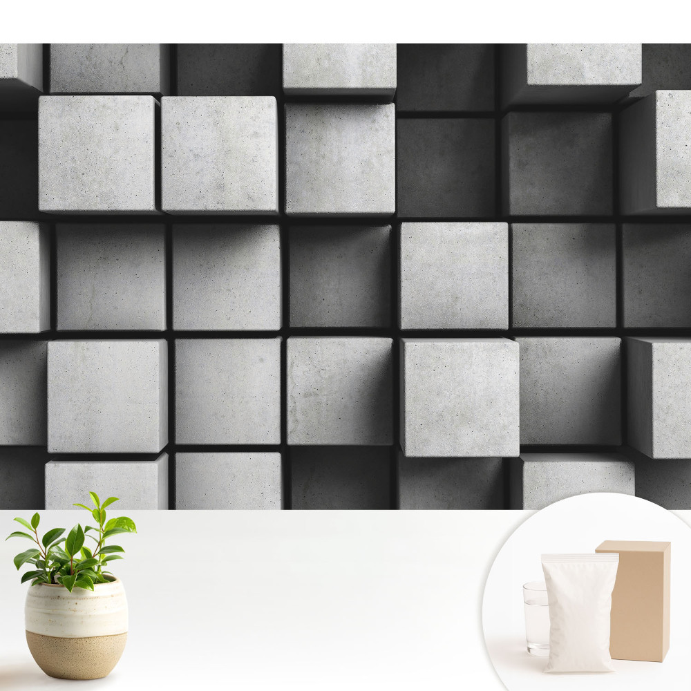 Tapeta do obývacího pokoje s trojrozměrným motivem prostorových kostek