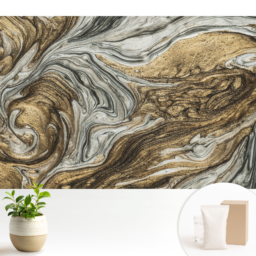 Tapeta do obývacího pokoje s abstraktním motivem vln a vír v teplých odstínech