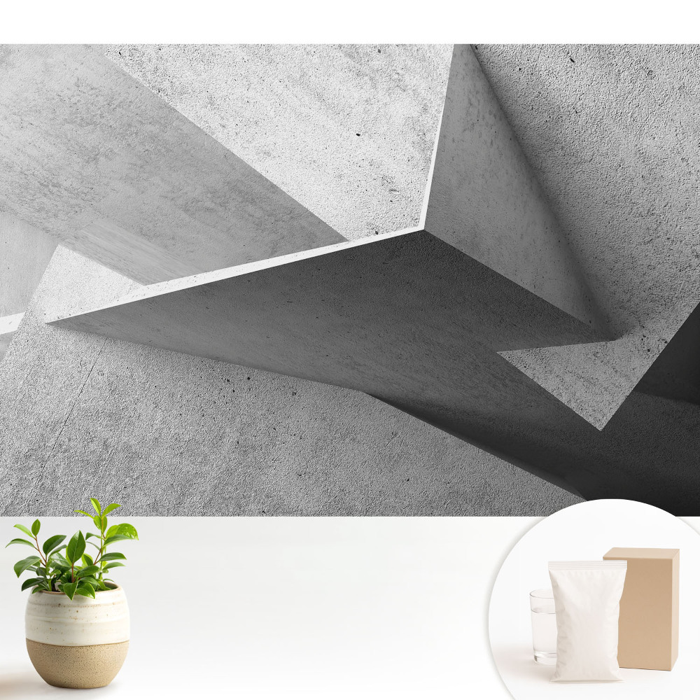 Tapeta do obývacího pokoje se surovými prostorovými formami v minimalistickém stylu