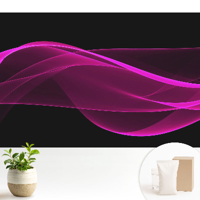 Samolepící tapeta Energické růžové stužky na černém pozadí
