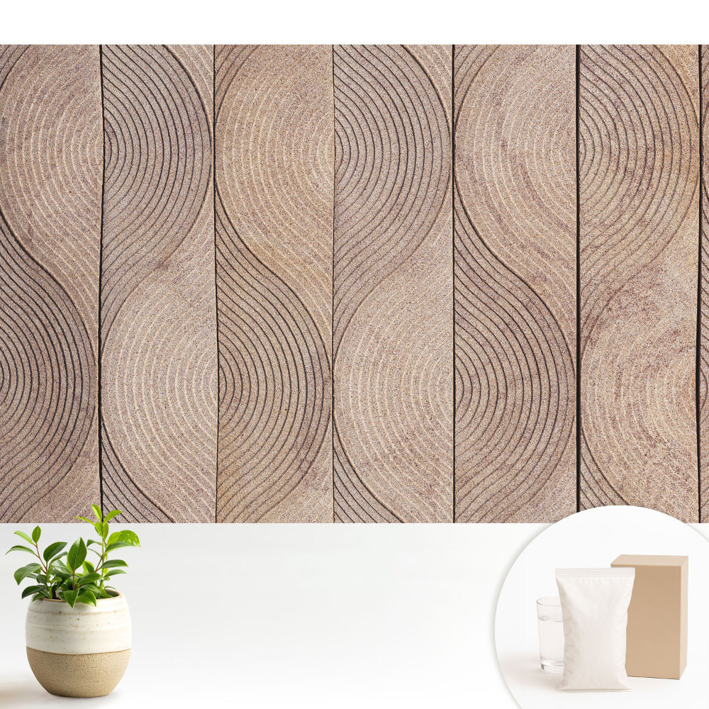 Tapeta na zeď s motivem geometrických vlnících se čar inspirovaných přírodou