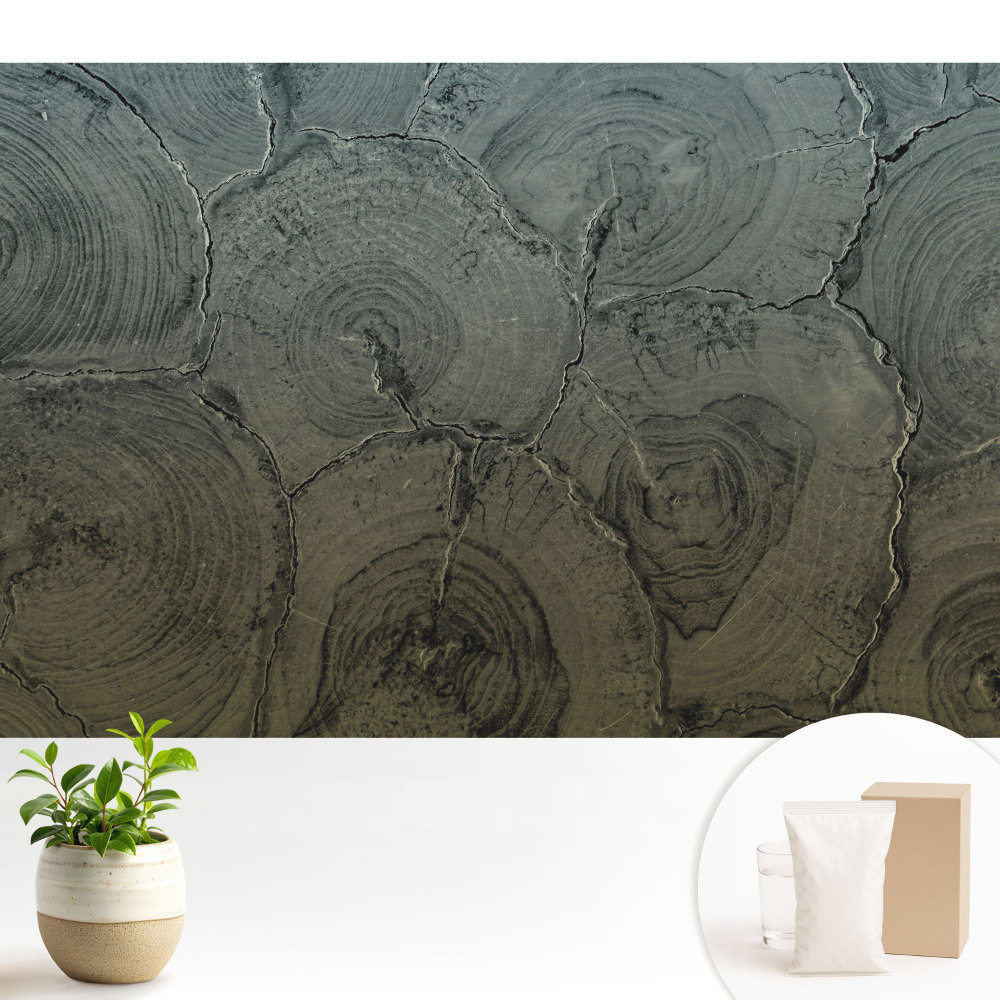 Tapeta do obývacího pokoje s klasickým vzorem šedého dřeva