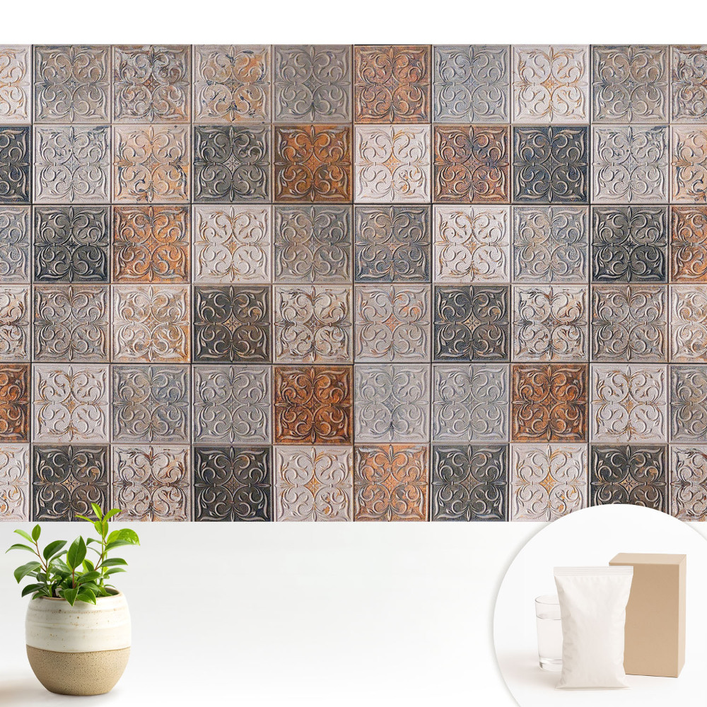 Tapeta do obýváku s klasickými dlaždicovými ornamenty