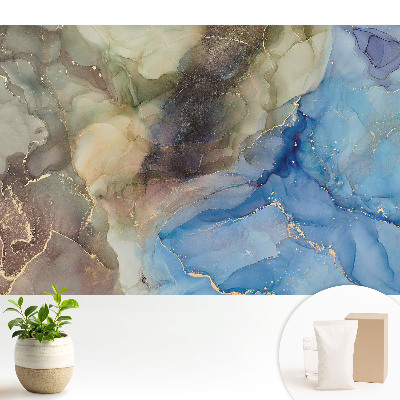 Tapeta do obyvaku Abstraktní paleta modrých a zelených tvarů