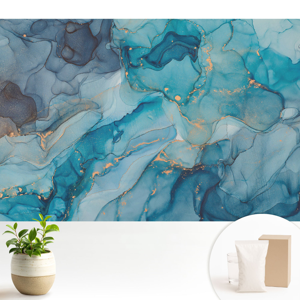 Tapeta s abstraktním motivem vířících odstínů modré