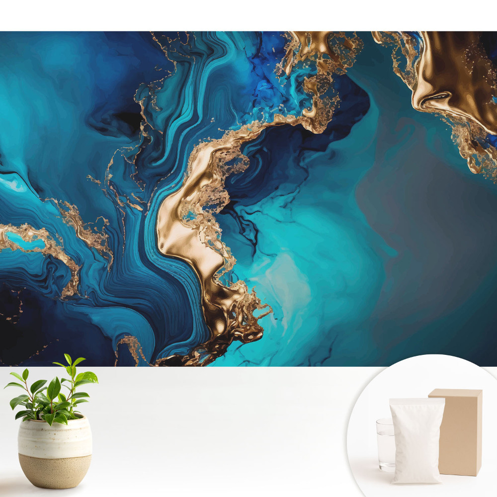 Samolepící tapeta s abstraktním motivem v kombinaci modré a žluté