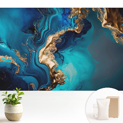 Samolepící tapeta s abstraktním motivem v kombinaci modré a žluté