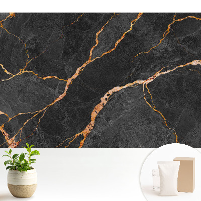 Tapeta na zeď Mramorové černé pozadí s žilkami