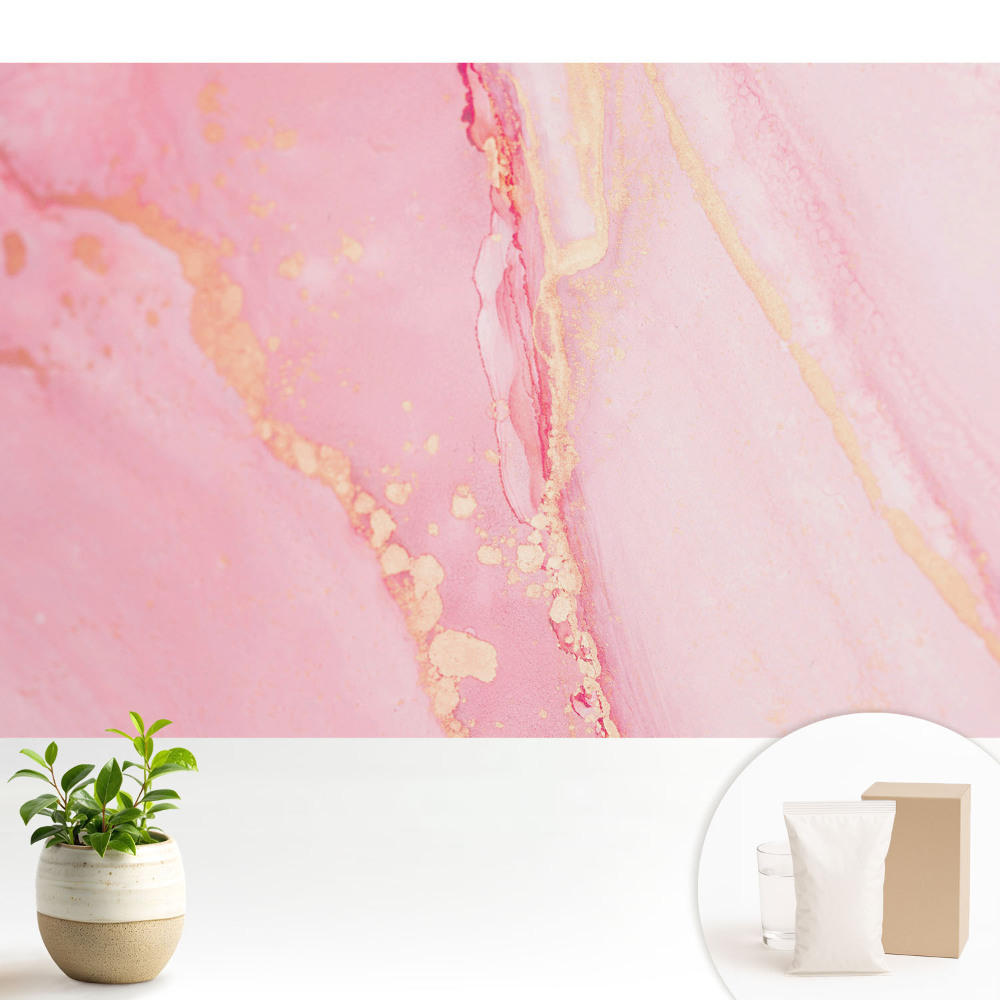 Samolepící tapeta s jemnými růžovými skvrnami a žlutými akcenty