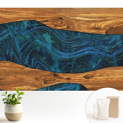 Tapeta Abstraktní mozaika ze dřeva a modré